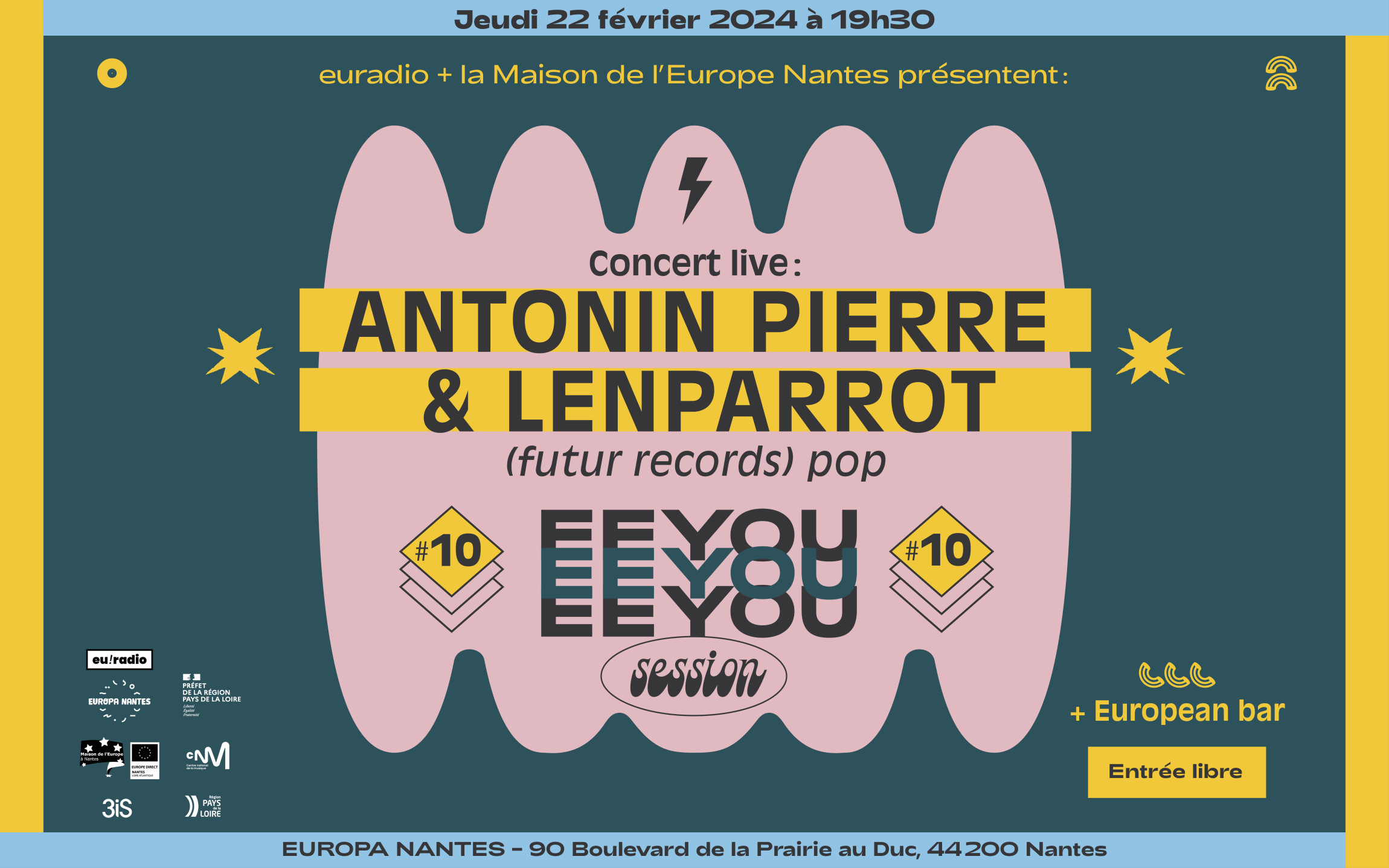 Laure Le Fol - @studiodeuxpointdeux EEYOU session #10 : Antonin Pierre & Lenparrot en concert à Europa Nantes le 22 février